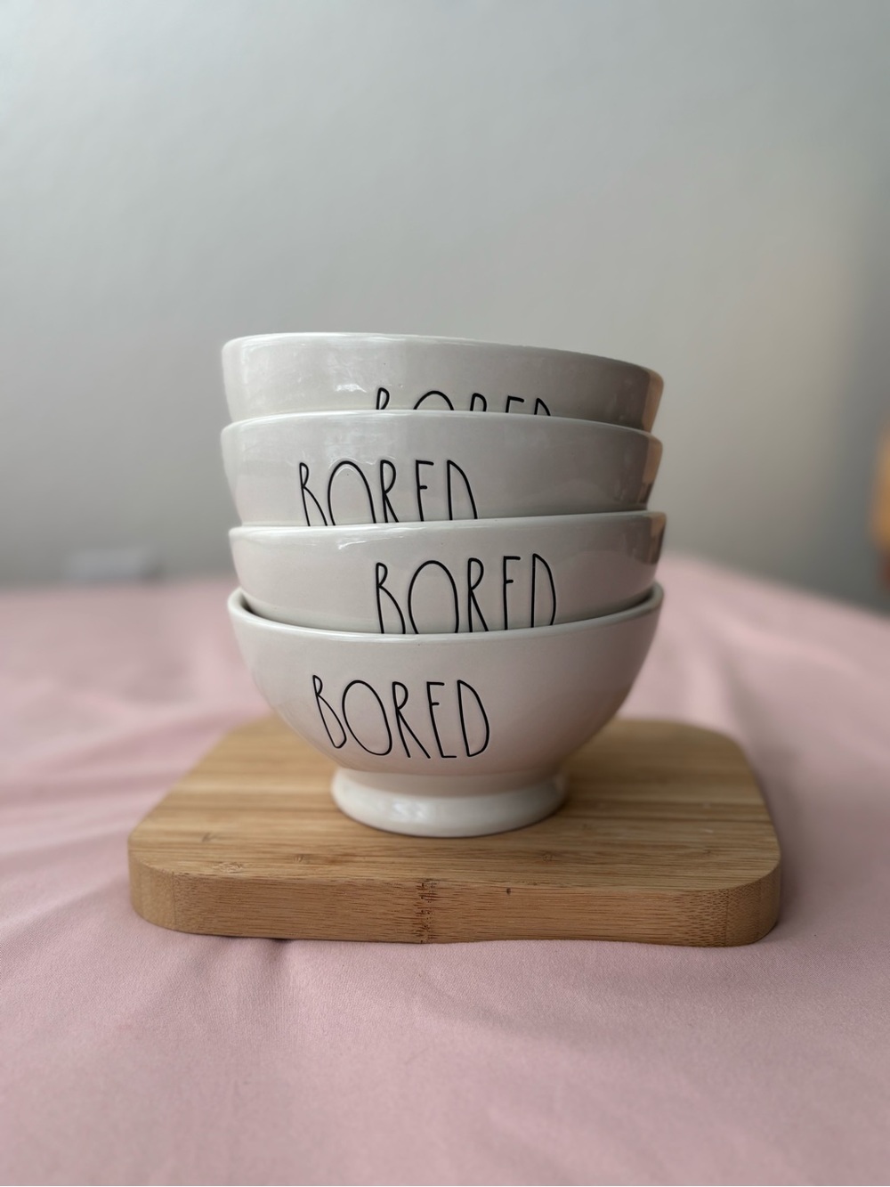 Rae Dunn BORED Bowls Set of 4 Magenta Artisan Collection